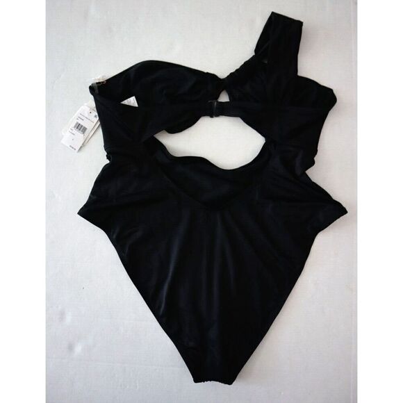 Good American GSW0236 Sz 5/2XL Black Bali Cutout 1-Shoulder 1-Pc Swimsuit - Picture 2 of 4